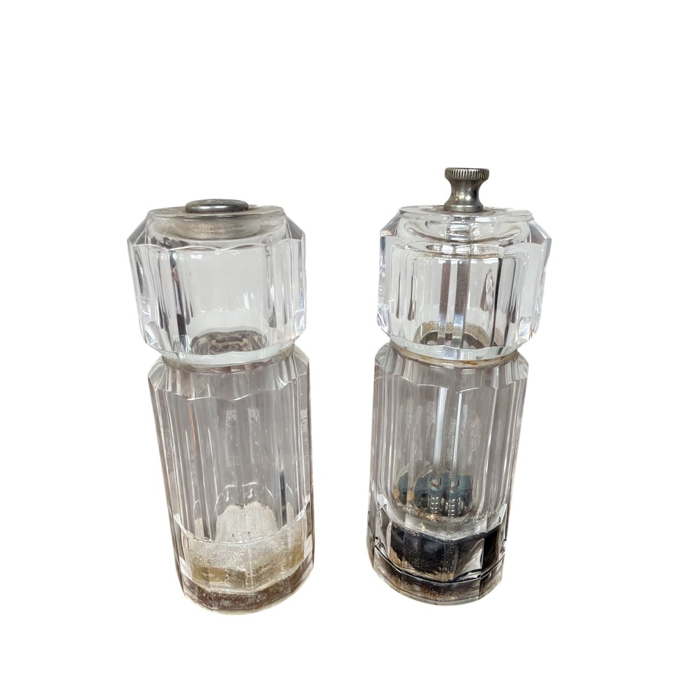Olde Thompson Clear Faceted Acrylic Salt Shaker and Pepper Mill Set 5.25in